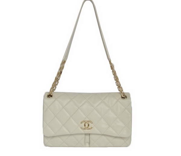 Best Newest 2012 Chanel A50362 Offwhite Sheepskin Leather Flap Bag Replica